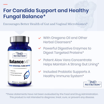 BalanceMD Vaginal Probiotics – 1MD Nutrition | Oregano & Caprylic Acid with Lactobacillus | 120 Capsules