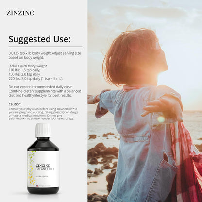 Zinzino BalanceOil+ Vegan Lemon – Marine Micro-Algae, Olive Oil & Vegan D3, 300 ml