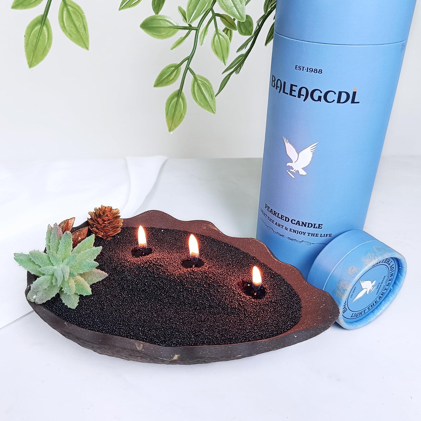 BALEAGCDL Monsoon Wood Pearled Candle – 18oz DIY Sandalwood Sand Candle with 30 Wicks