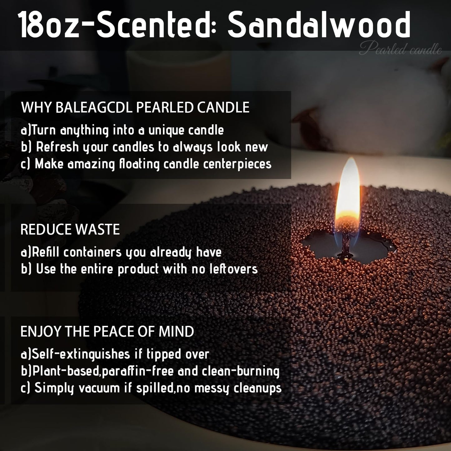 BALEAGCDL Monsoon Wood Pearled Candle – 18oz DIY Sandalwood Sand Candle with 30 Wicks