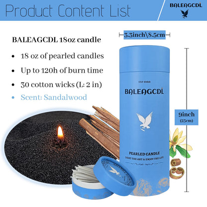 BALEAGCDL Monsoon Wood Pearled Candle – 18oz DIY Sandalwood Sand Candle with 30 Wicks