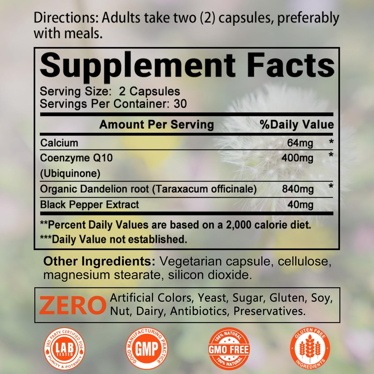 Balincer CoQ10 400mg | 3x Absorption with Organic Dandelion & Black Pepper, 60 Veggie Capsules