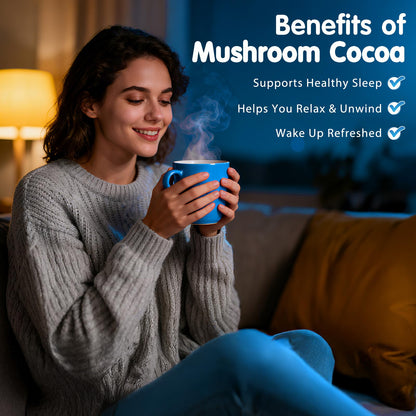 Balincer Mushroom Hot Cocoa Powder - Sleep Support with Reishi, Melatonin & L-Theanine | Vegan, 20 Servings