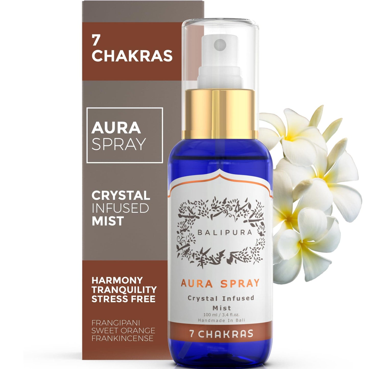 BALIPURA 7 Chakra Aura Crystal Mist Spray – Frankincense, Sweet Orange & Frangipani