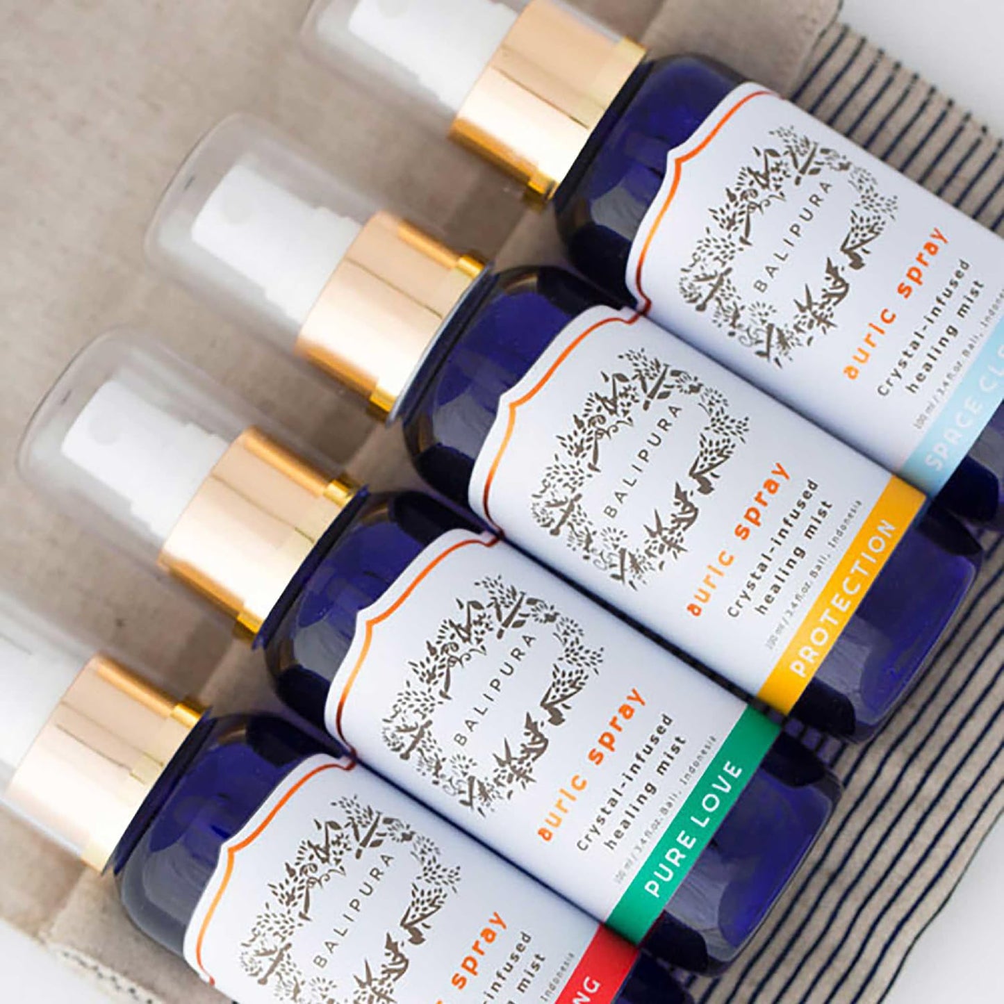BALIPURA 4 pc Aura Cleansing Sprays Gift Set – Crystal Infused, 100ml Each