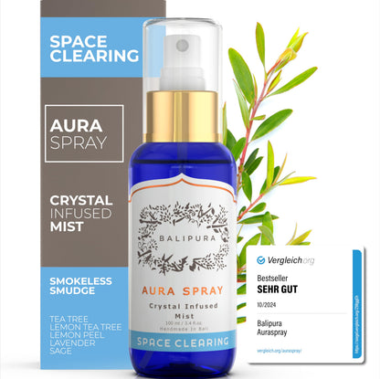 BALIPURA Space Clearing Healing Aura Crystal Spray – Black Tourmaline & Selenite | Handmade in Bali