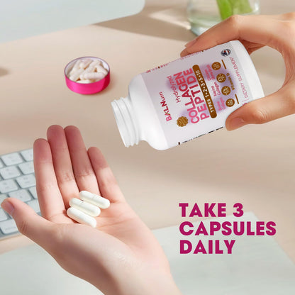 BALNUTRI Collagen Peptide + Hyaluronic Acid – Multi-Collagen Complex for Skin, Hair, Nails & Joints | 255 Capsules