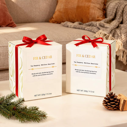 2 Pack Wood Wick Scented Candles Gift Set – Balsam Fir & Cedarwood, Natural Soy Wax