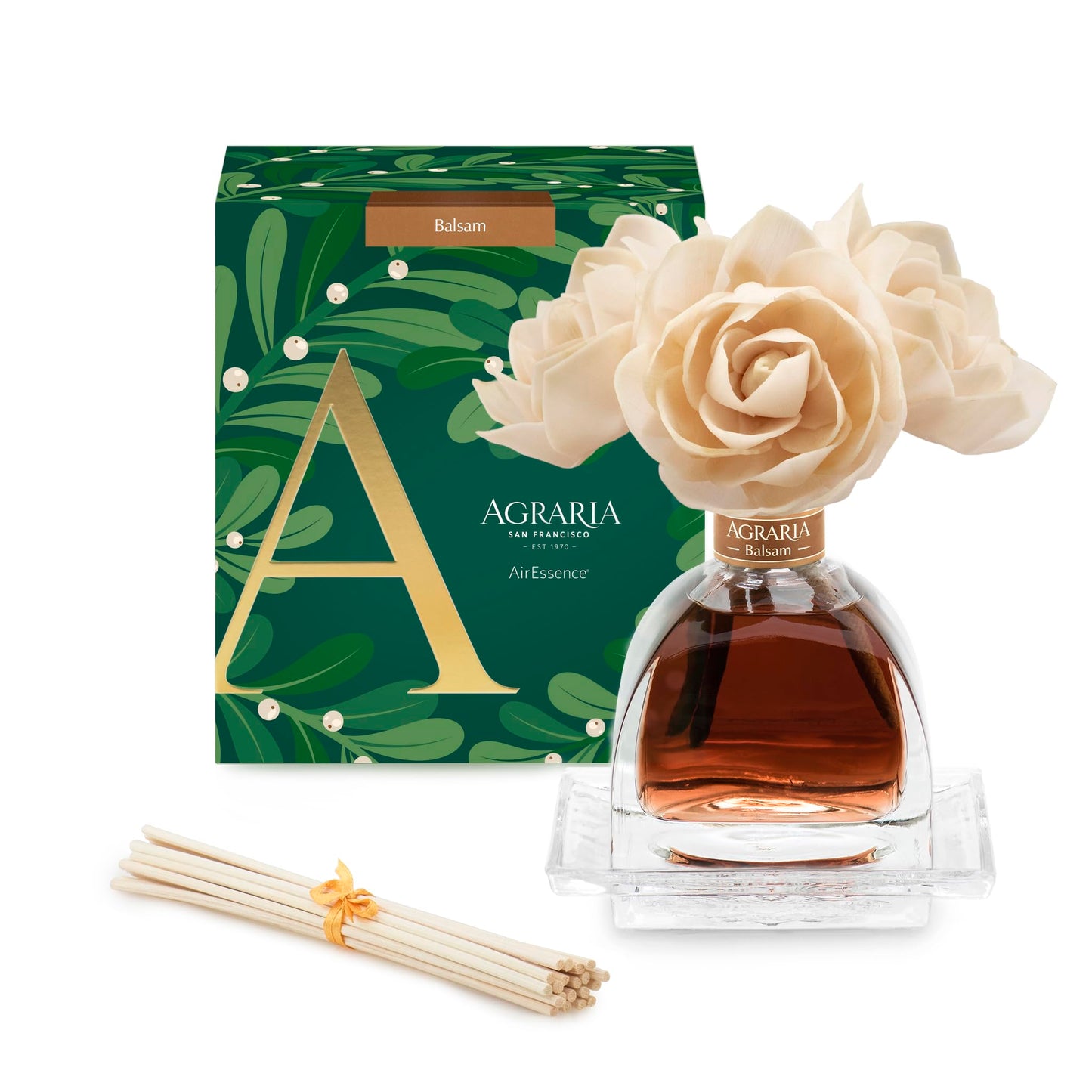 Balsam Holiday AirEssence Diffuser 7.4oz – Luxury Flower & Reed Diffuser by Agraria