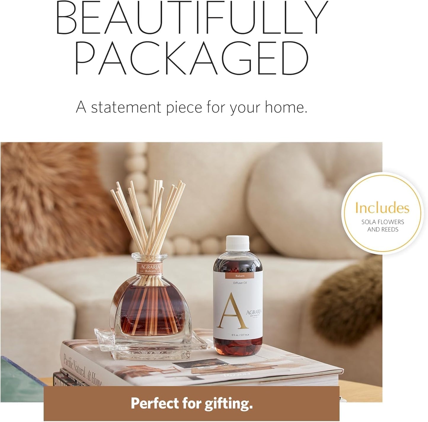 Balsam Holiday AirEssence Diffuser 7.4oz – Luxury Flower & Reed Diffuser by Agraria