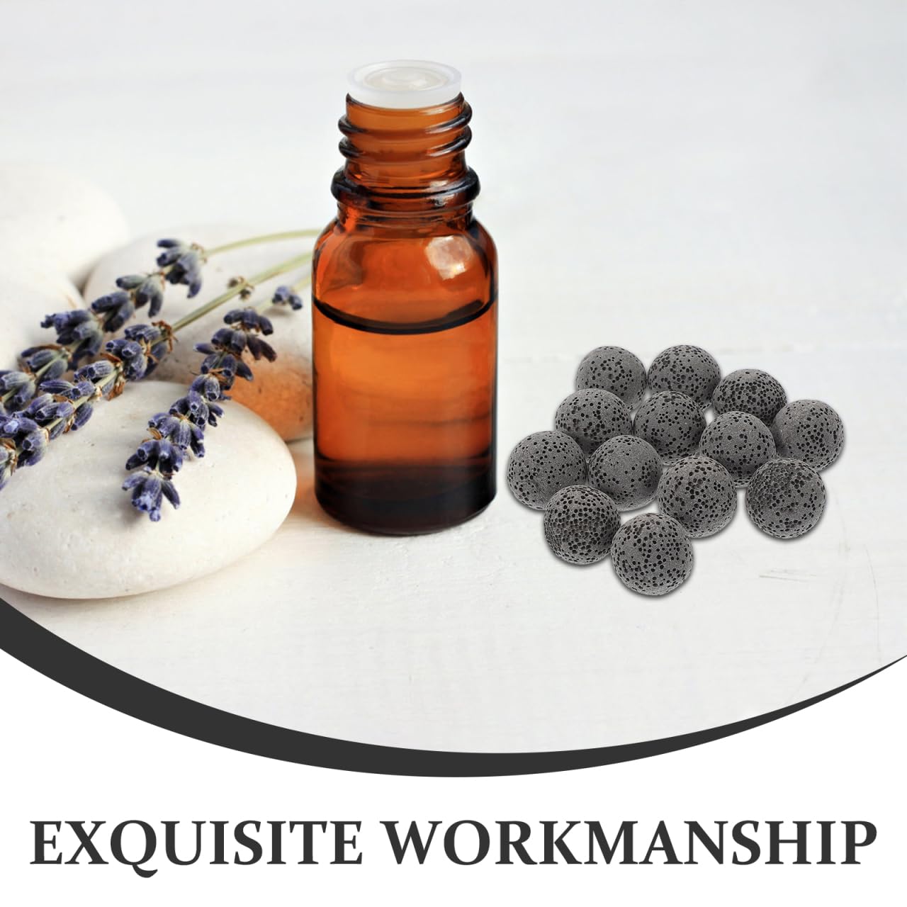 Baluue 20pcs Natural Volcanic Rock Diffuser Stones – 0.62in Grey for Home & Office