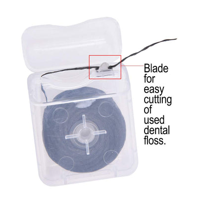 Bamboo Charcoal Dental Floss 8-Pack – Mint, 50M, Built-in Spool (Black)