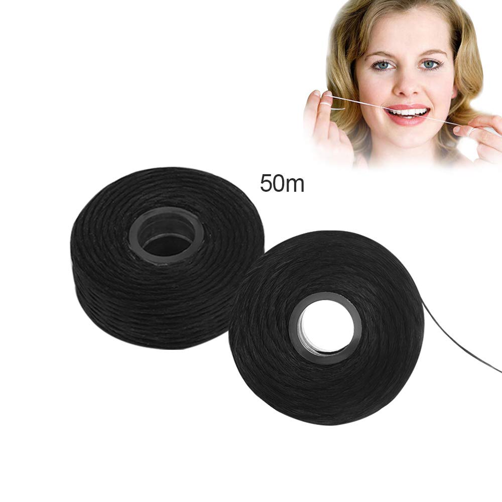 Bamboo Charcoal Dental Floss 8-Pack – Mint, 50M, Built-in Spool (Black)