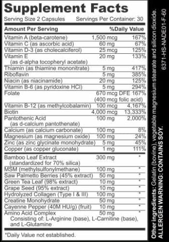 Beautifully Bamboo Ultra Vitamin for Hair, Skin & Nails | Bamboo Silica, Biotin (60 capsules)