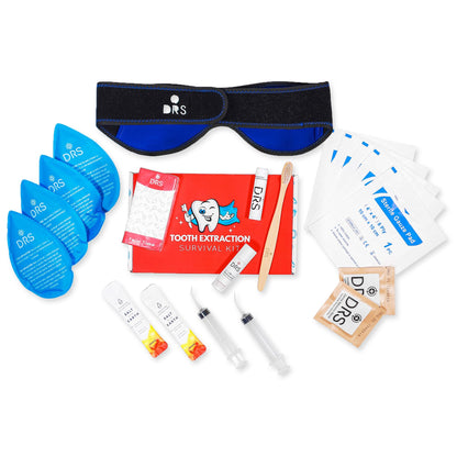 Wisdom Teeth Recovery Kit | Reusable Head Wrap with Ice Packs | Oral Irrigation Syringe, Salt Water Rinse, Gauze, Tea Bags, Electrolytes, Toothbrush