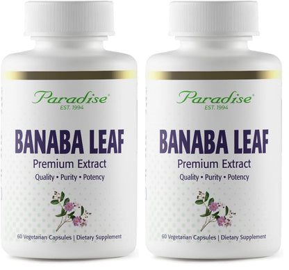 Paradise Herbs Banaba Leaf 12:1 Extract – 250 mg, 60 Caps (Pack of 2)