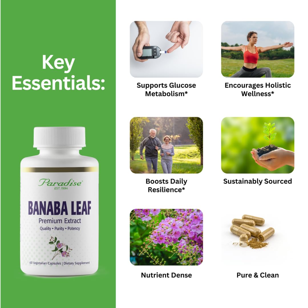 Paradise Herbs Banaba Leaf 12:1 Extract – 250 mg, 60 Caps (Pack of 2)