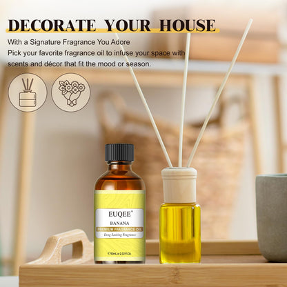 EUQEE Banana Fragrance Oil 60ml | Premium Essential Oil with Glass Dropper for Diffuser, Soap & Candle Making