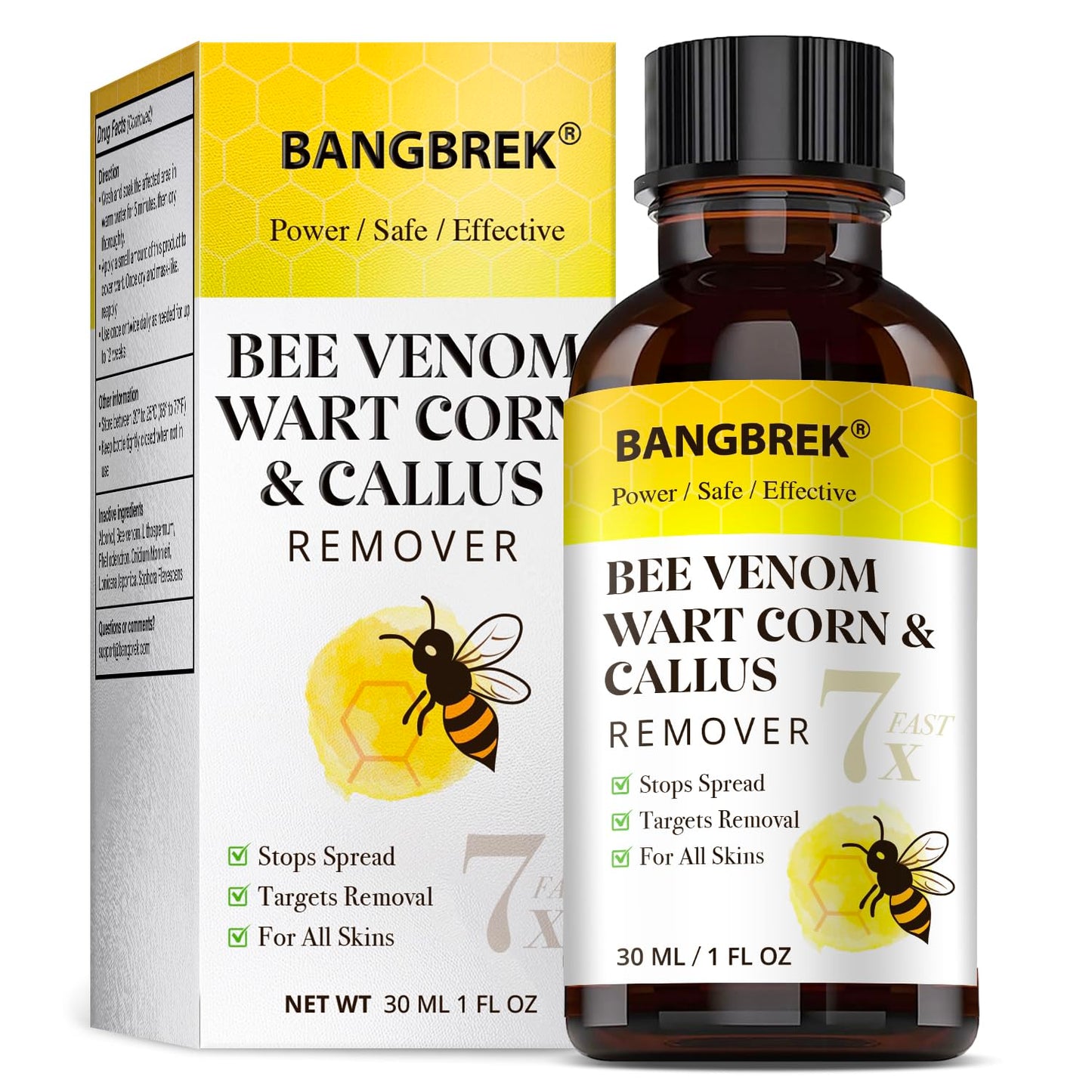 Bangbrek Bee Venom Wart Remover — 17% Salicylic Acid Fast-Acting Wart & Callus Remover (1 fl oz)