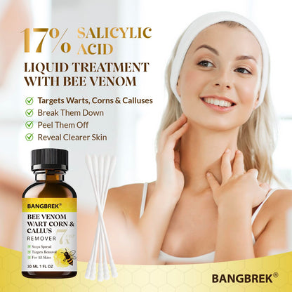 Bangbrek Bee Venom Wart Remover — 17% Salicylic Acid Fast-Acting Wart & Callus Remover (1 fl oz)