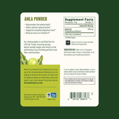 Banyan Botanicals Amla (Amalaki) Powder – Organic Amla, 3.5oz | Vitamin C & Antioxidants