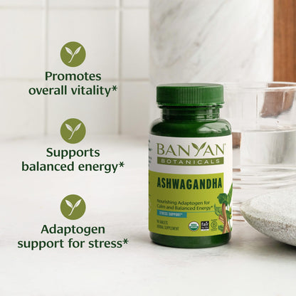 Banyan Botanicals 1000mg Ashwagandha Tablets – Organic Ashwagandha Root, Non-GMO, Vegan | 90 Tablets