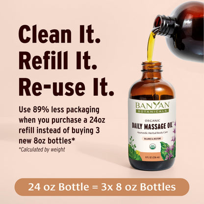 Banyan Botanicals Daily Massage Oil – Organic Ayurvedic Abhyanga Oil, 8 oz