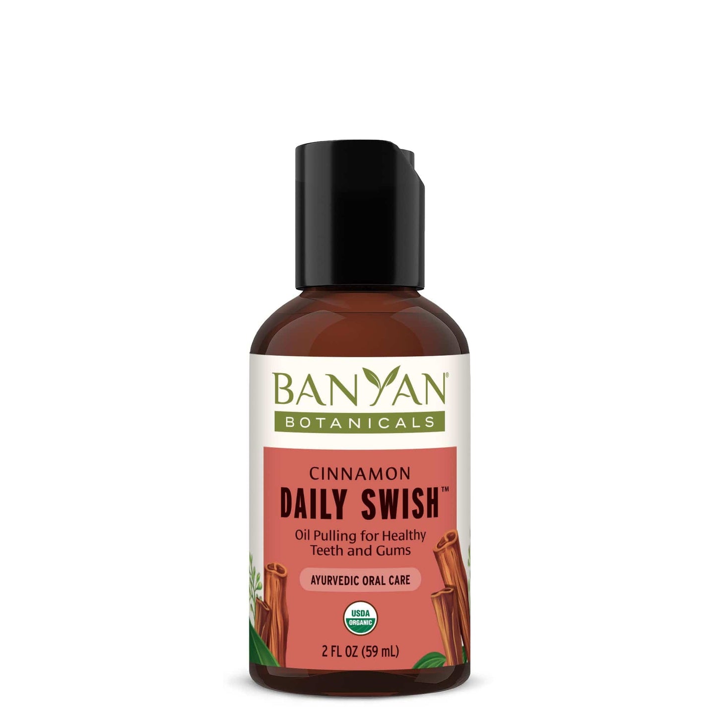 Banyan Botanicals Cinnamon Daily Swish – Organic Ayurvedic Oil Pulling Oil for Fresh Breath | 2 oz