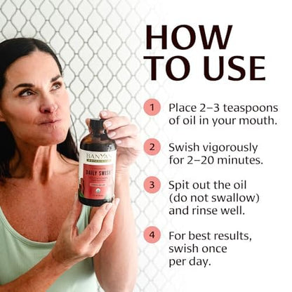 Banyan Botanicals Cinnamon Daily Swish – Organic Ayurvedic Oil Pulling Oil for Fresh Breath | 2 oz