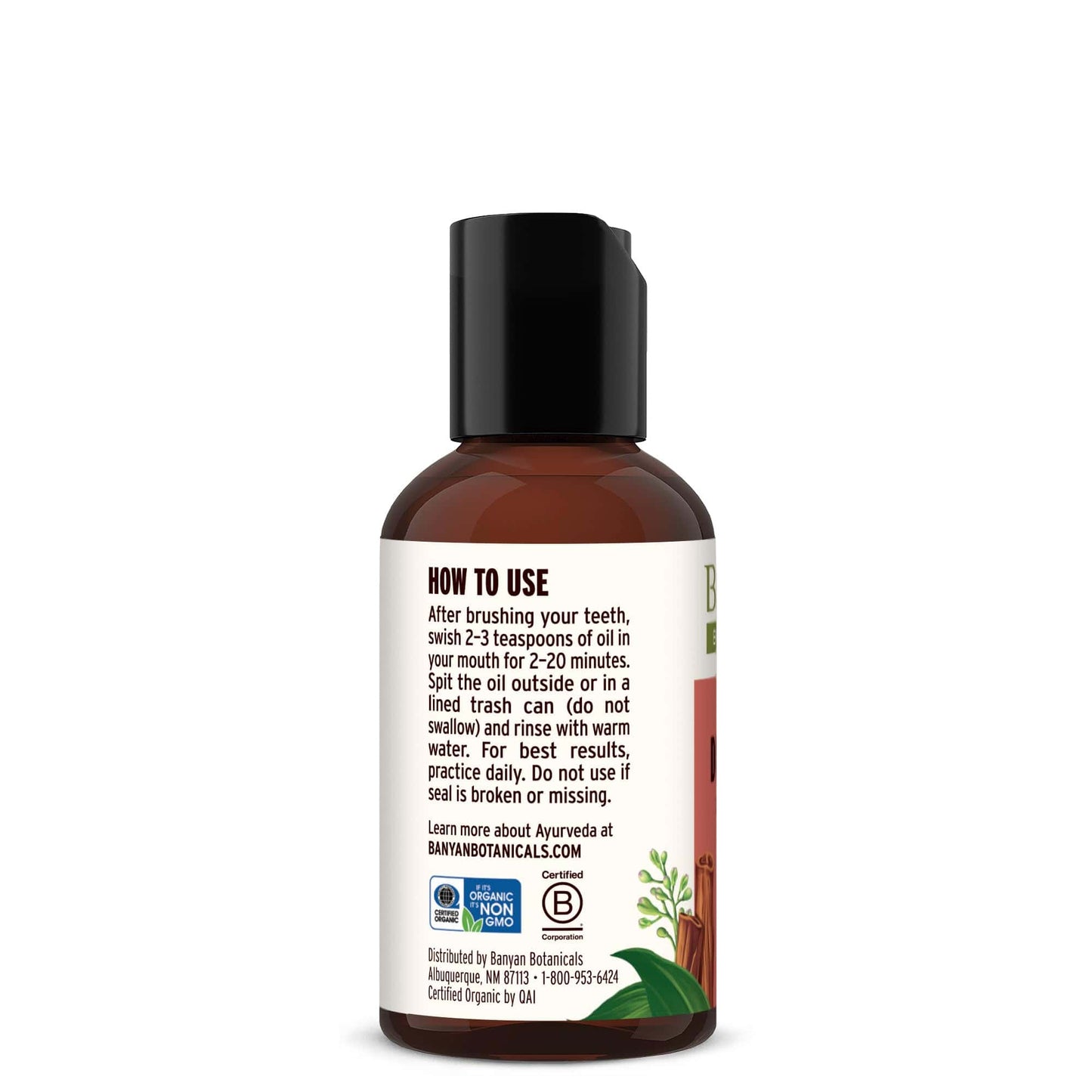Banyan Botanicals Cinnamon Daily Swish – Organic Ayurvedic Oil Pulling Oil for Fresh Breath | 2 oz