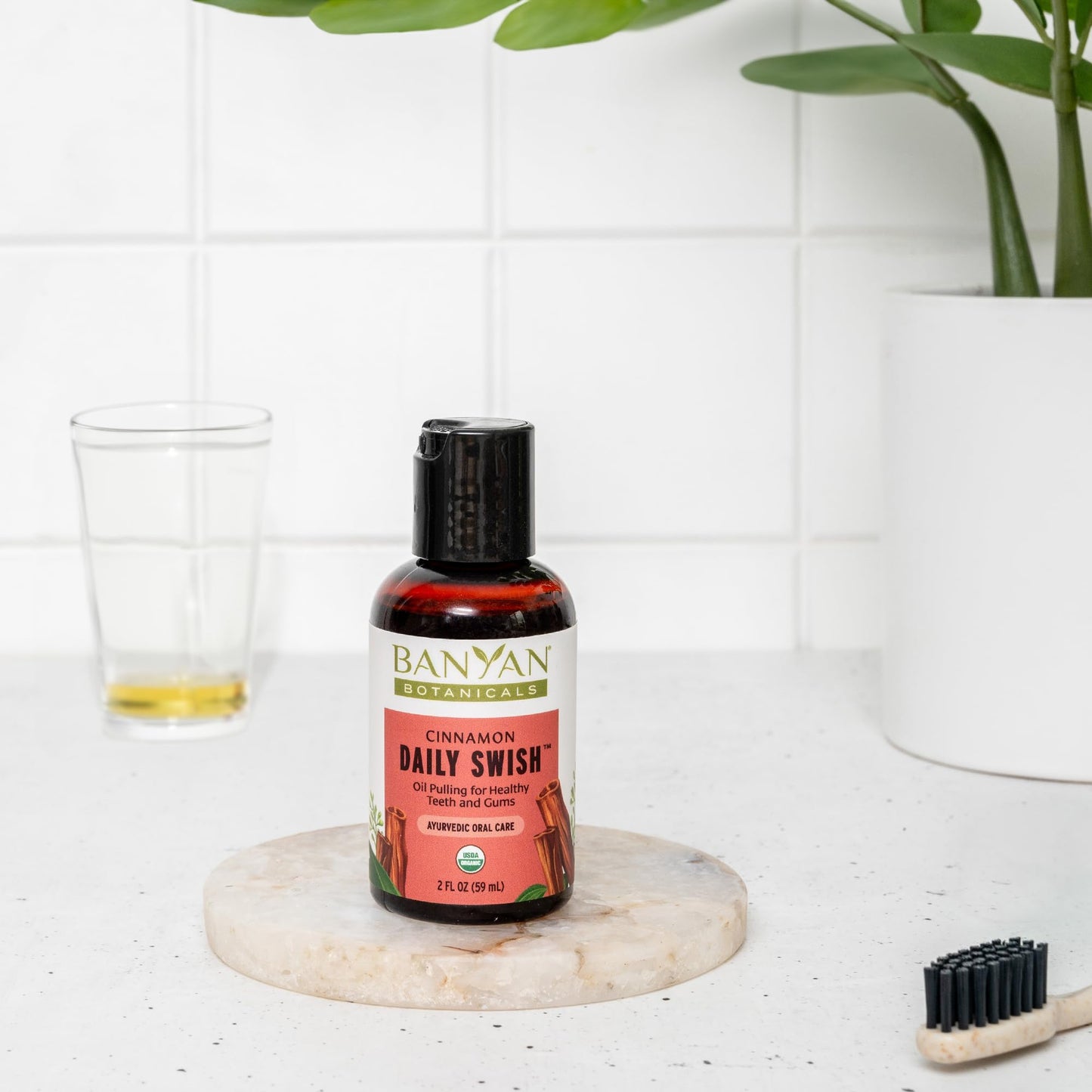 Banyan Botanicals Cinnamon Daily Swish – Organic Ayurvedic Oil Pulling Oil for Fresh Breath | 2 oz