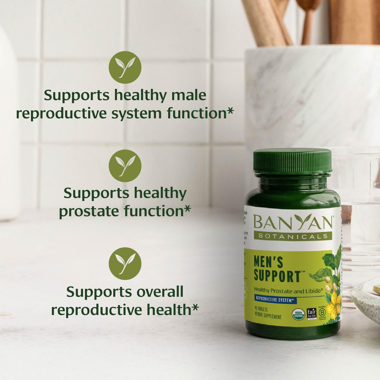 Banyan Botanicals Men's Support Tablets – Gokshura, Ashwagandha & Mucuna Pruriens (90 Tablets, Vegan)