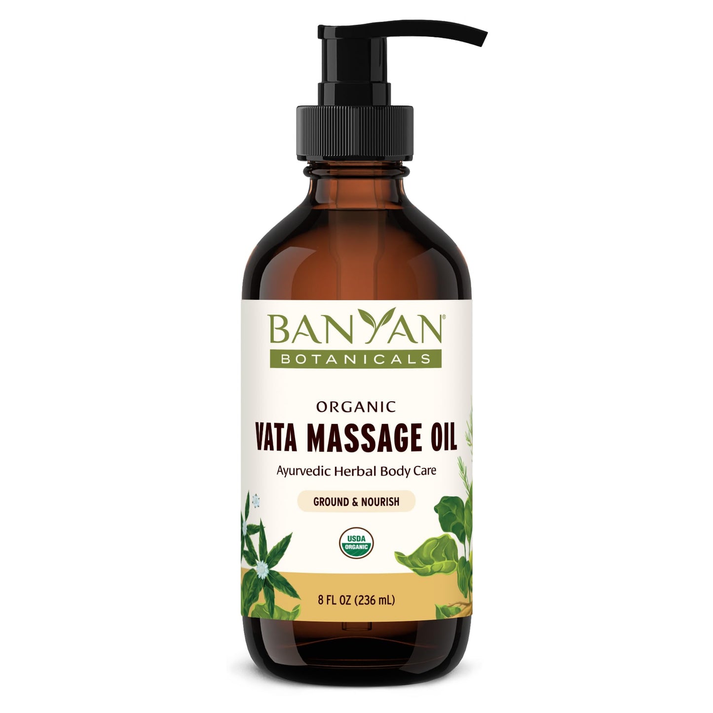 Banyan Botanicals Vata Massage Oil – Organic Ayurvedic Abhyanga Oil (8 oz)