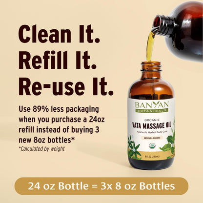 Banyan Botanicals Vata Massage Oil – Organic Ayurvedic Abhyanga Oil (8 oz)