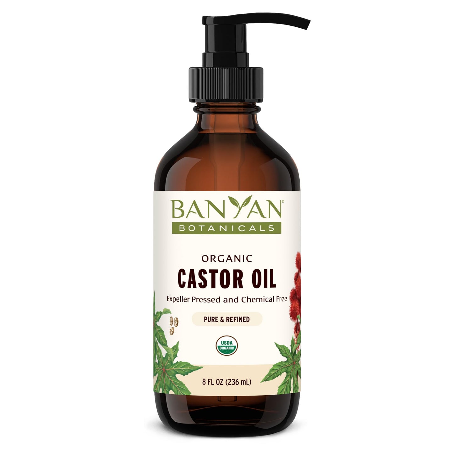 Banyan Botanicals Organic Castor Oil – 8 oz | Pure, Hexane-Free, Non-GMO, Vegan