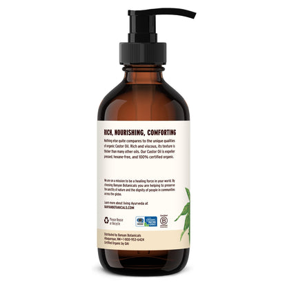 Banyan Botanicals Organic Castor Oil – 8 oz | Pure, Hexane-Free, Non-GMO, Vegan