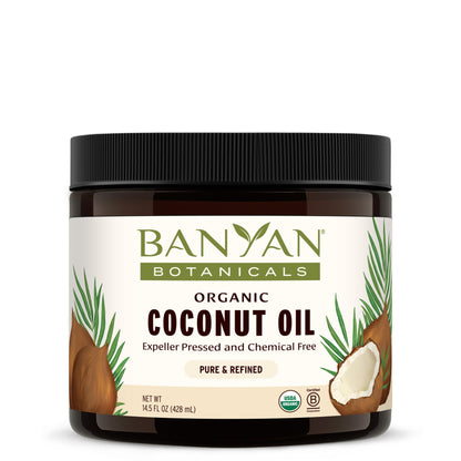 Banyan Botanicals Coconut Oil – Expeller Pressed Organic Coconut Oil for Skin, Hair & Massage – 14.5 oz