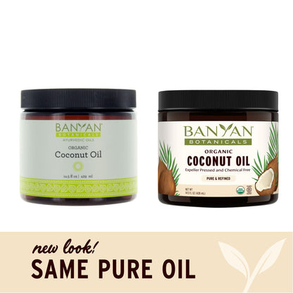 Banyan Botanicals Coconut Oil – Expeller Pressed Organic Coconut Oil for Skin, Hair & Massage – 14.5 oz