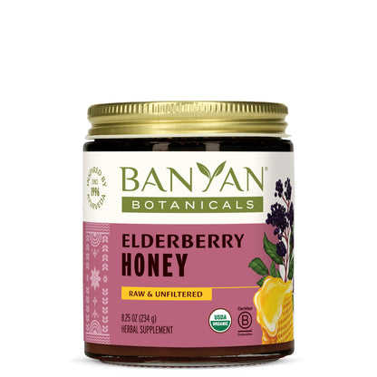 Banyan Botanicals Organic Elderberry Honey – Immune Support for Kids & Adults (8.25 oz)