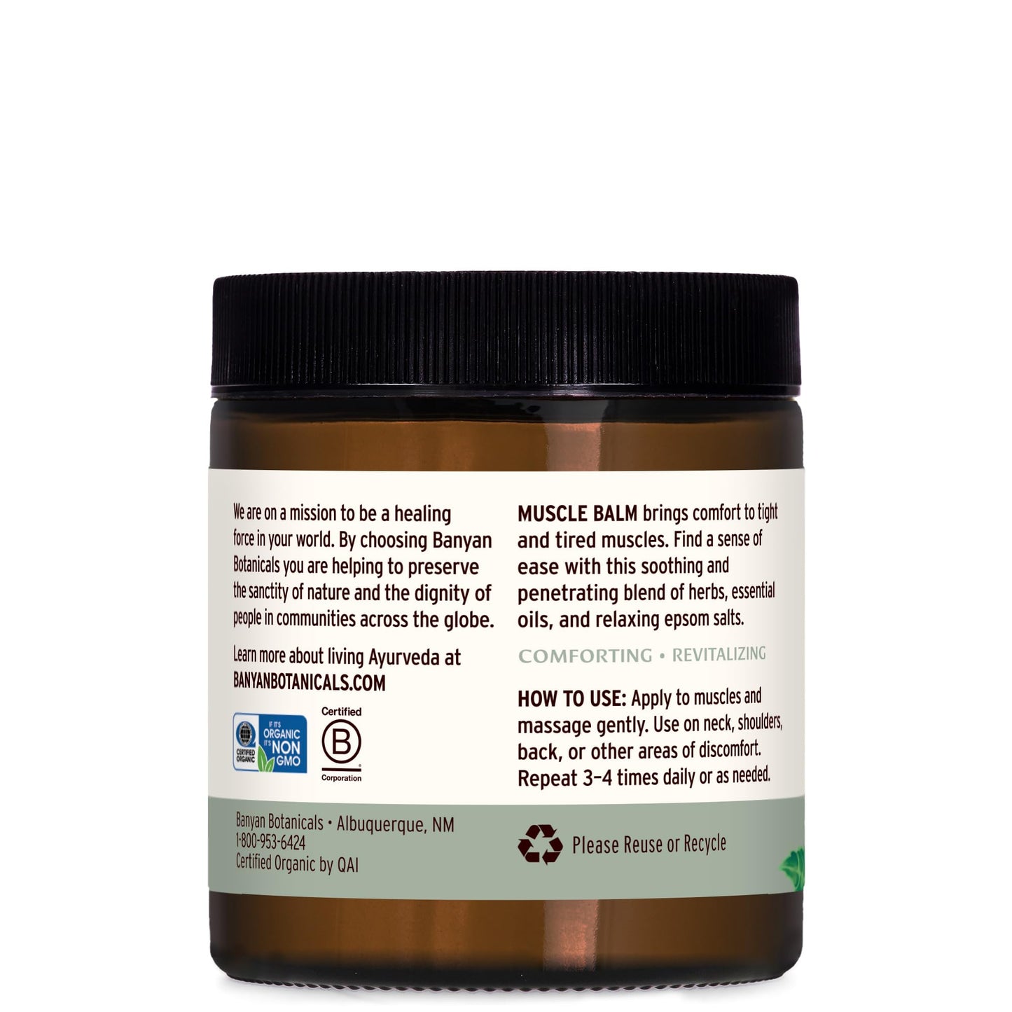Banyan Botanicals Muscle Balm – Organic Ashwagandha & Epsom Salt 4oz