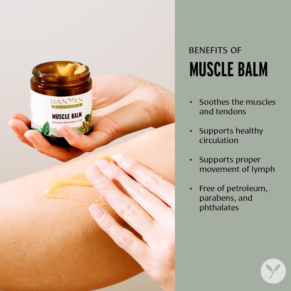 Banyan Botanicals Muscle Balm – Organic Ashwagandha & Epsom Salt 4oz