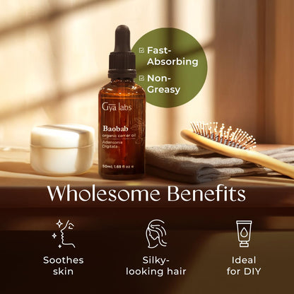 Gya Labs Baobab Carrier Oil – 1.7 Fl Oz for Hair, Skin, Face, Scalp & Body