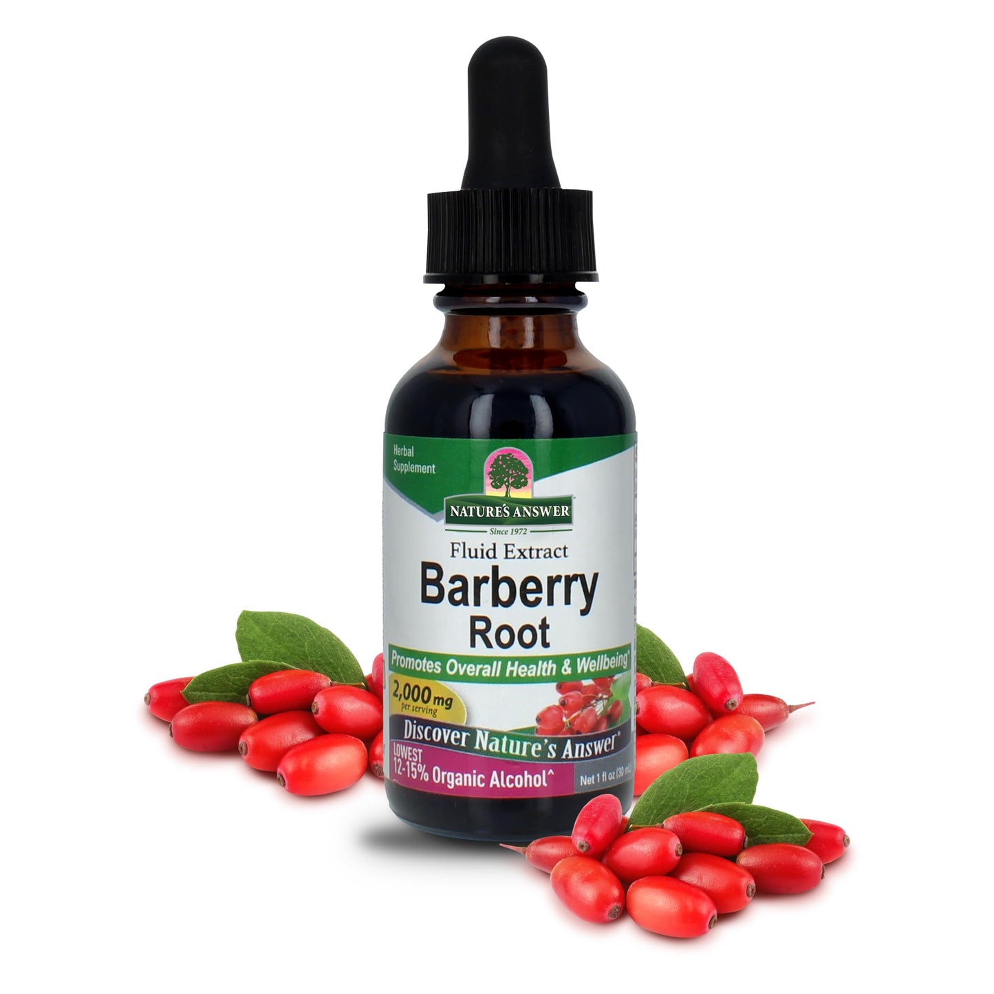 Nature's Answer Barberries Organic Barberry Root Tincture (1 oz) – Berberine, Low Alcohol, Gluten Free