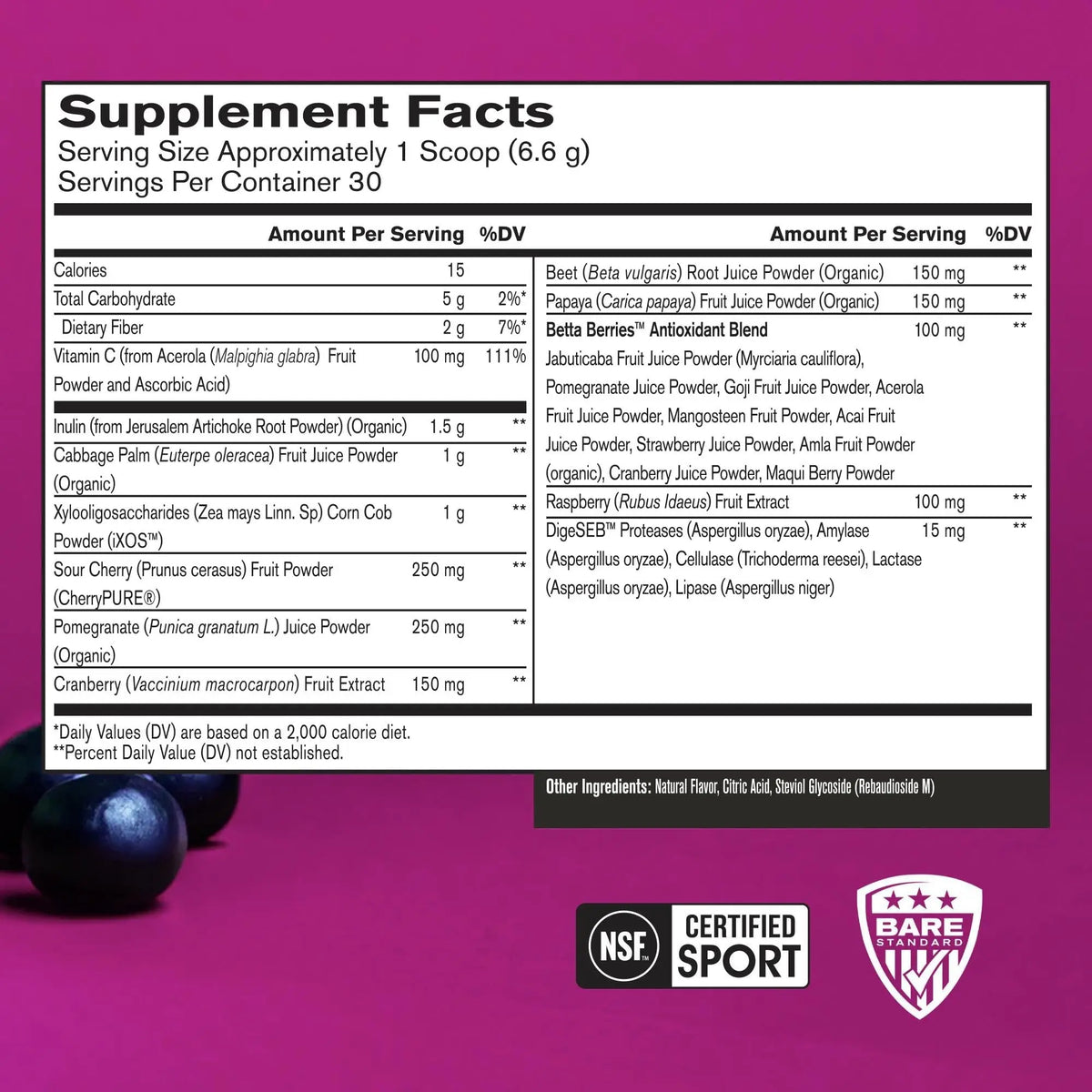 BARE PERFORMANCE NUTRITION Strong Reds Superfood Powder – Digestive Enzymes, Antioxidants, Energy | 30 Servings BritishVita | Premium UK Vitamins & Wellness Supplements