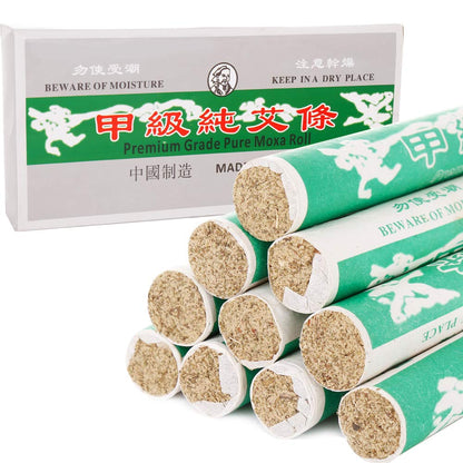 Barelove Pure Moxa Sticks – Mugwort Moxibustion (30 Rolls, 8\" Long)