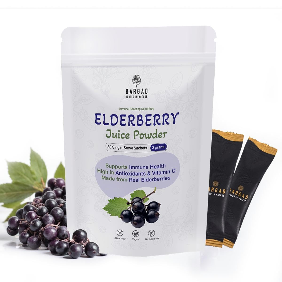Bargad Elderberry Juice Powder – Immune Support, 100% Natural & Vegan | 30 Sachets
