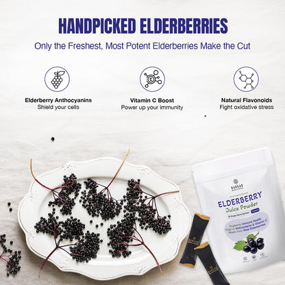 Bargad Elderberry Juice Powder – Immune Support, 100% Natural & Vegan | 30 Sachets