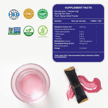 Bargad Elderberry Juice Powder – Immune Support, 100% Natural & Vegan | 30 Sachets