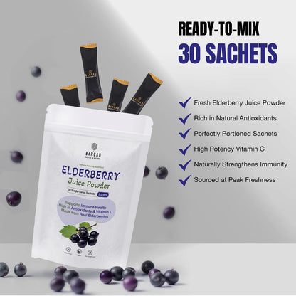 Bargad Elderberry Juice Powder – Immune Support, 100% Natural & Vegan | 30 Sachets