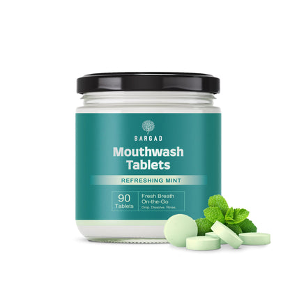 Bargad Mouthwash Tablets – Natural Mint, 90 Count, Alcohol-Free, Just Add Water